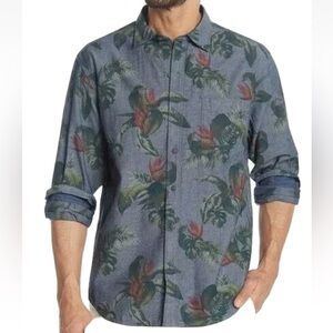 Tommy Bahama Chambray Ole Shirt in Oceans Deep Mens Size XL